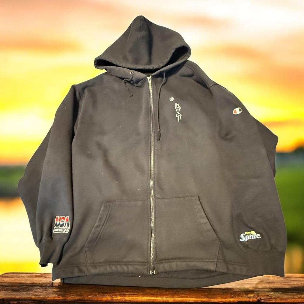 90s Champion Full Zip Hoodie Big Heavy USA Basketball Dream Team Sprite Collab